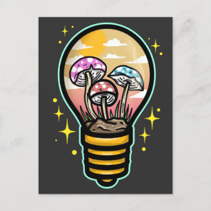 Mushroom in a Light Bulb Postcard