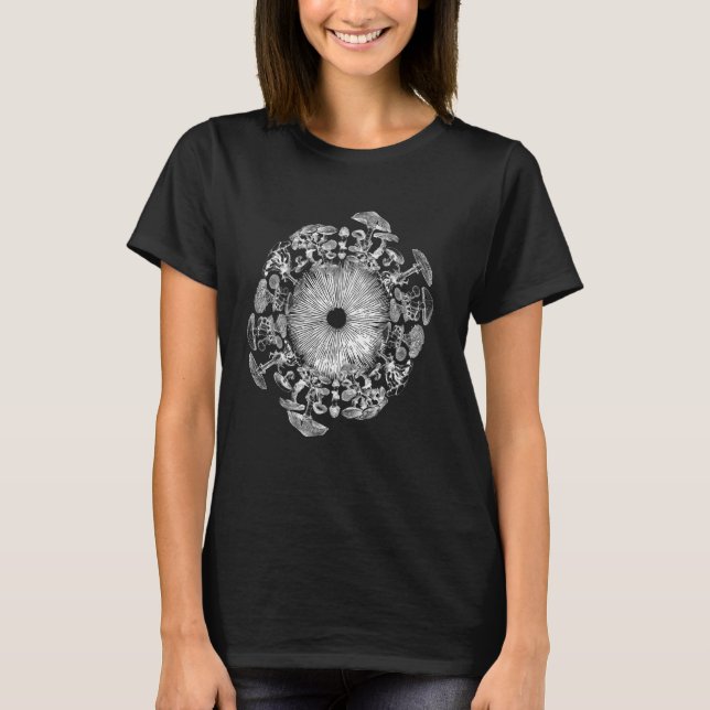 Mushroom Iris Mycology Foraging Mycologist Spore P T-Shirt (Front)