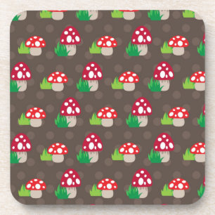 mushroom kids pattern coaster