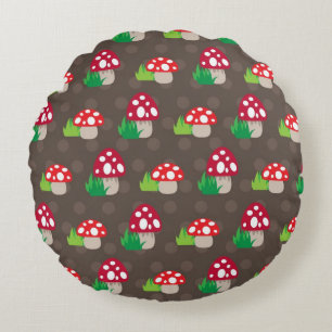 mushroom kids pattern round pillow