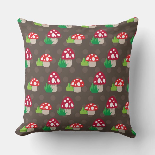 mushroom kids pattern throw pillow (Front)
