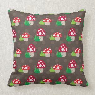 mushroom kids pattern throw pillow