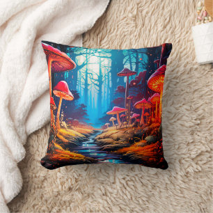 Mushroom Land Throw Pillow
