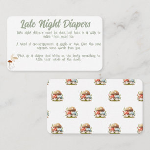 Mushroom Late Night Diapers Message Baby Shower Place Card