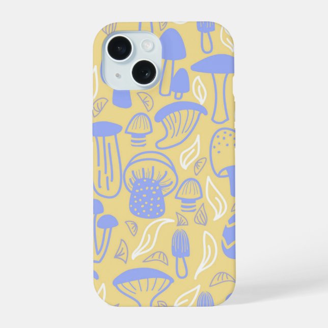 Mushroom Lavender Cream iPhone 15 Case (Back)