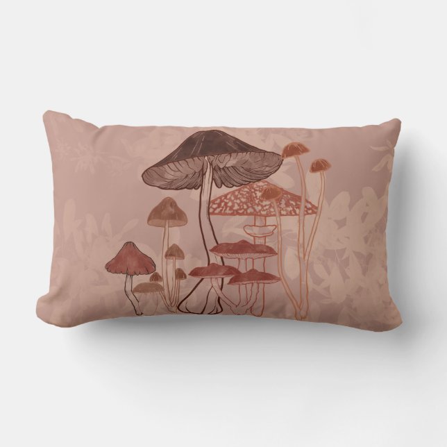 Mushroom Love  Lumbar Pillow (Front)