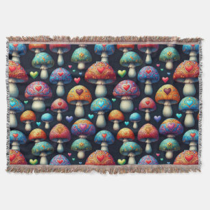 Mushroom Love Throw Blanket