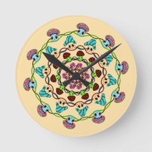 mushroom madness round clock