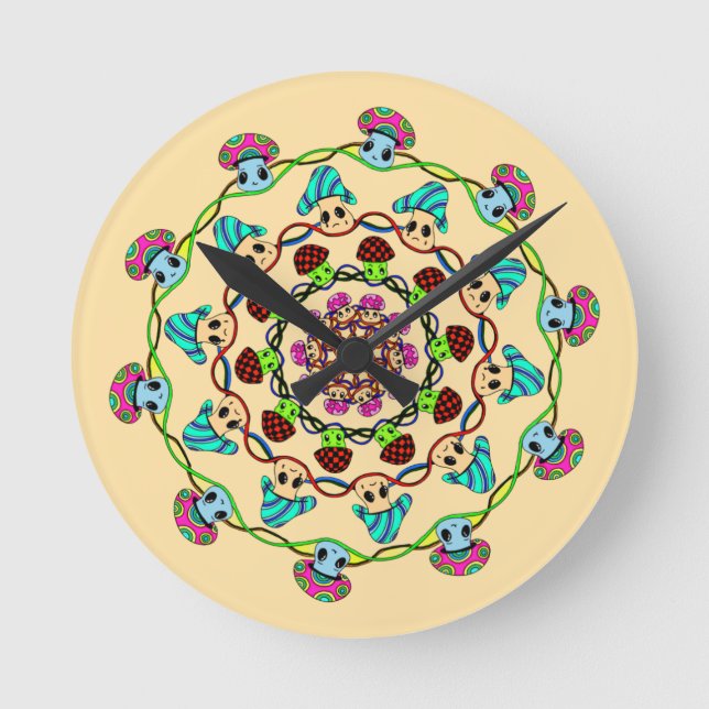 mushroom madness  round clock (Front)
