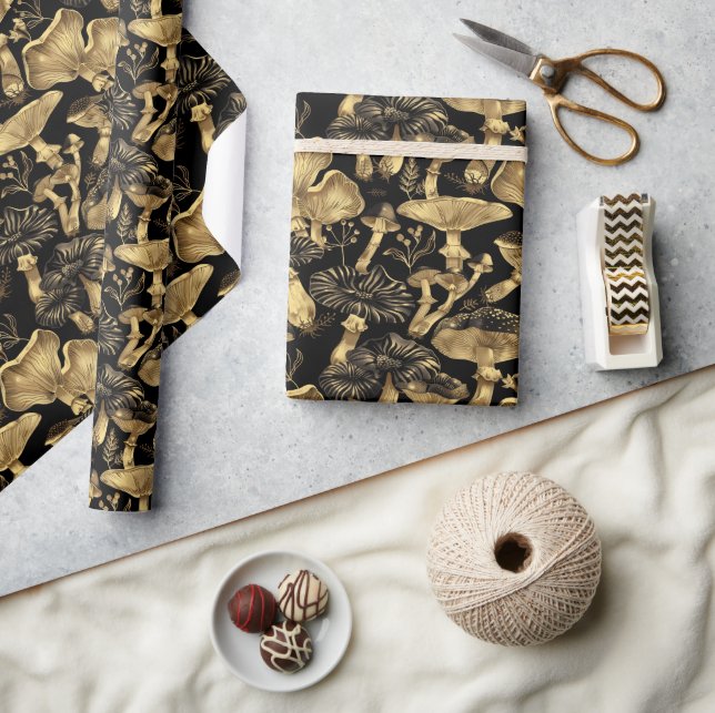 Mushroom Magic Dark Forest Wrapping Paper (Crafts)