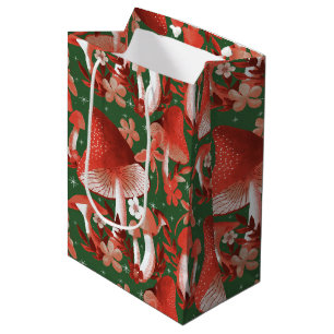 Mushroom Magic red and green  Medium Gift Bag