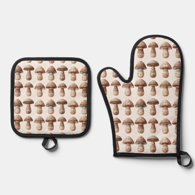 Mushroom Maker Oven Mitt & Pot Holder Set (Front)