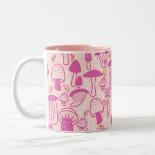 Mushroom Mangenta Pink Two-Tone Coffee Mug