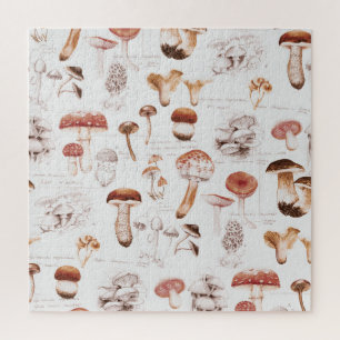 Mushroom Medley: Watercolor Seamless Pattern Jigsaw Puzzle