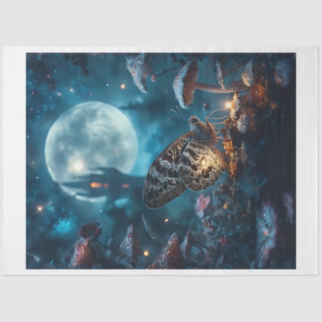 Mushroom Moon Moth Tissue Paper (Front)