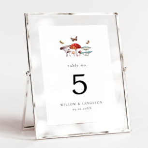 Mushroom Moth Wedding Table Number