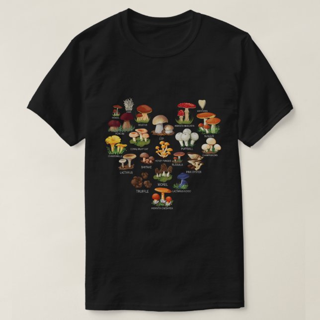 Mushroom Mycology Chart Fungi Lover Shirt (Design Front)