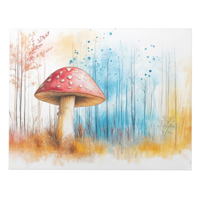 Mushroom Nature Illustration Pastel Colour Drawing Notepad (Front)