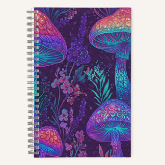 Mushroom Neon Forest Dreamscape Notebook