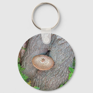 Mushroom On a Tree Fungus Keychain