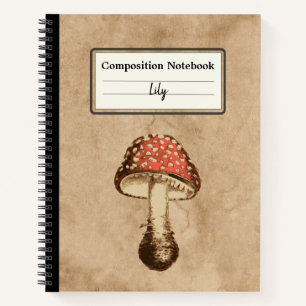 Mushroom on an Old Paper Personalized Composition Notebook