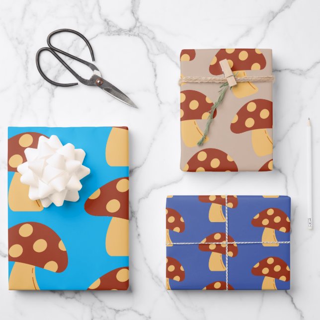 Mushroom Papers Wrapping Paper Flat Sheet Set of 3 (Front)