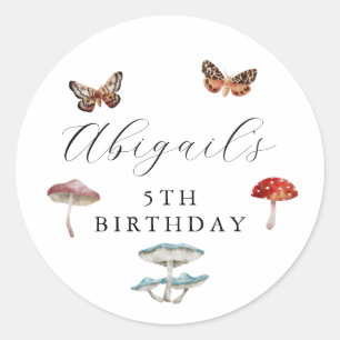 Mushroom Party Birthday Favour  Classic Round Sticker
