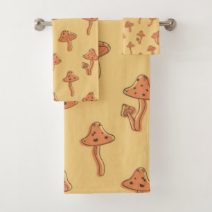 Mushroom pattern bath towel set