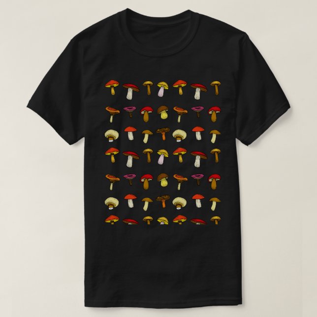 Mushroom Pattern Cute  Aesthetic Mycology Fungi Fo T-Shirt (Design Front)