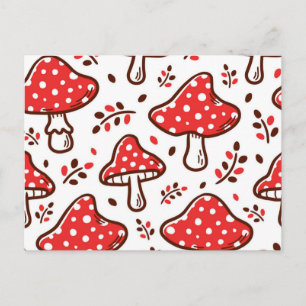 Mushroom pattern postcard