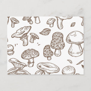 Mushroom pattern postcard