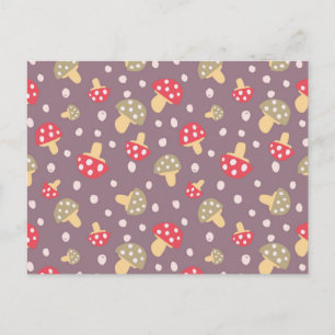 Mushroom pattern postcard