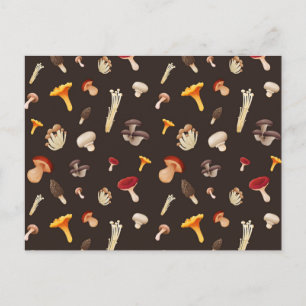 Mushroom pattern postcard