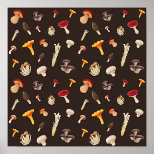Mushroom pattern poster