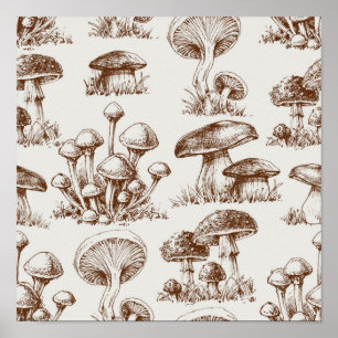 Mushroom pattern poster