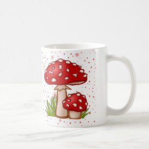 Mushroom Pattern - Red Toadstool Whimsical Design Coffee Mug