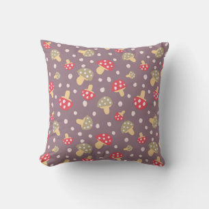 Mushroom pattern throw pillow