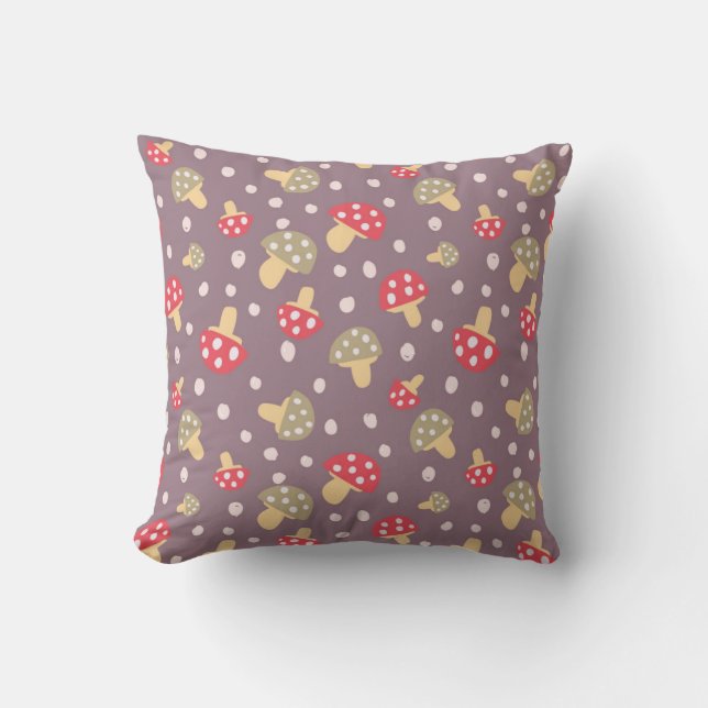 Mushroom pattern throw pillow (Front)