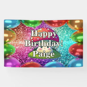 Mushroom Personalized character birthday Banner