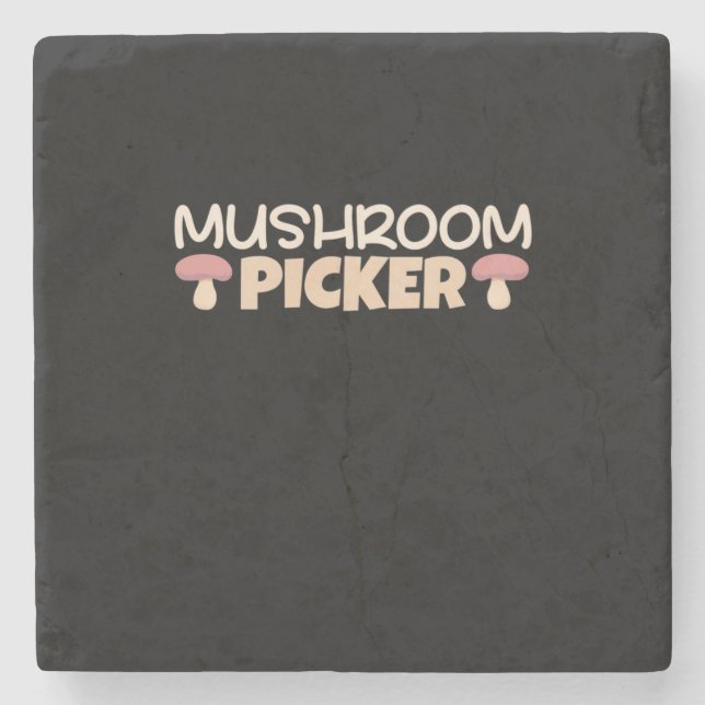 Mushroom Pickers Stone Coaster (Front)
