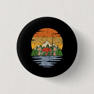 Mushroom Picking Retro 1 Inch Round Button
