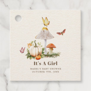 Mushroom Pumpkin Butterfly Woodland Baby Shower Favour Tags