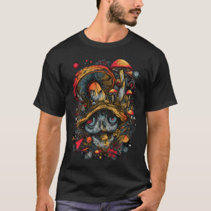 Mushroom Rave Colourful Abstract Goa Trance T-Shirt