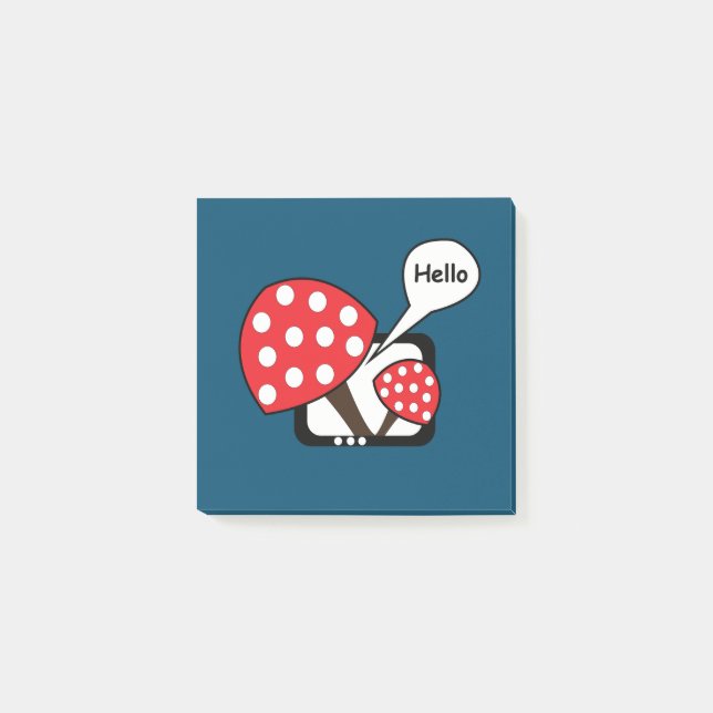 Mushroom Red Mushroom Saying Hello From Television Post-it Notes (Front)