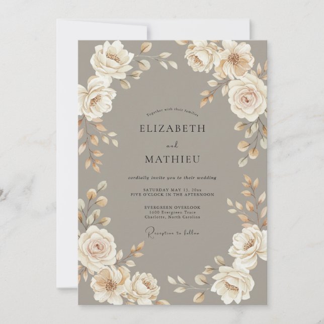 Mushroom Refined Vintage Wedding Invitation (Front)