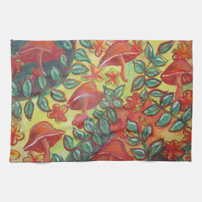 mushroom retro kitchen towel (Horizontal)