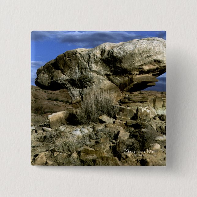 Mushroom Rock Colour Photo 2 Inch Square Button (Front)