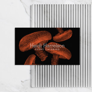 Mushroom Screen-Print Illustration Orange/Black Business Card
