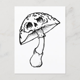 mushroom skull postcard