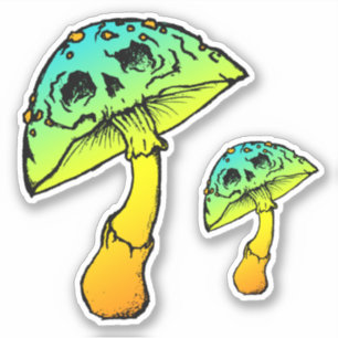 mushroom skull sticker